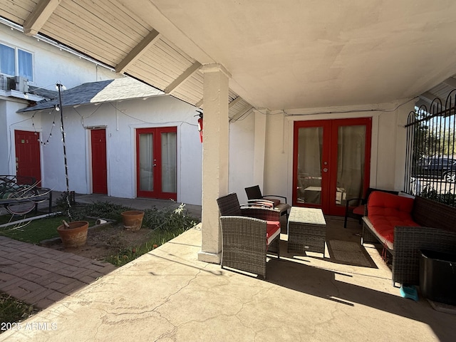 view of patio / terrace featuring french doors