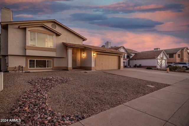 view of front facade with a garage