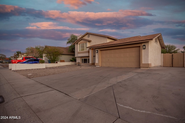 view of front of home with a garage