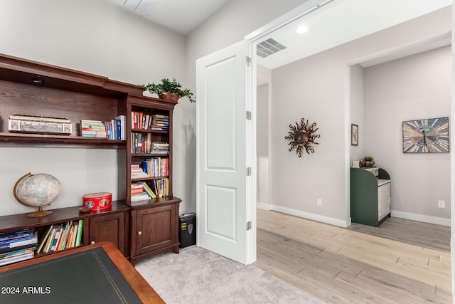 interior space with light hardwood / wood-style flooring