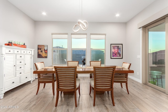 dining space featuring light hardwood / wood-style floors