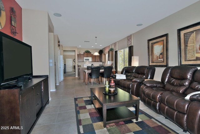 view of tiled living room