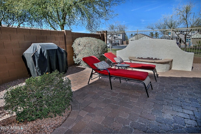 view of patio with area for grilling