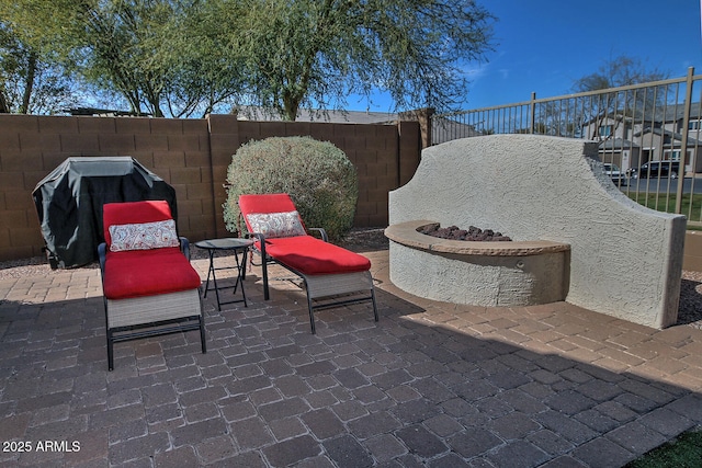 view of patio / terrace with a grill