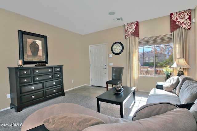 living room with carpet