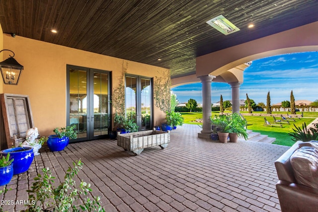 view of patio / terrace featuring french doors