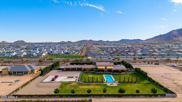 bird's eye view with a residential view and a mountain view