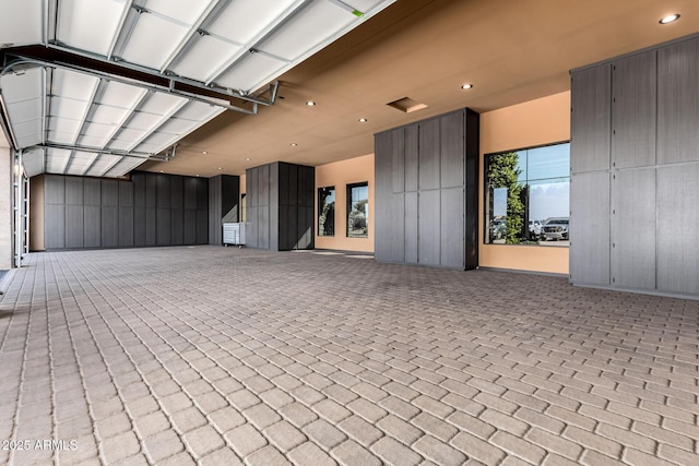 garage with recessed lighting