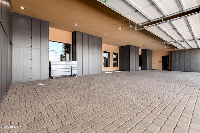 garage featuring recessed lighting