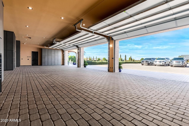 garage featuring recessed lighting