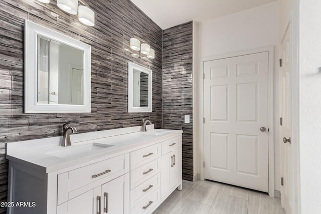 2741 E San Tan St, Chandler, AZ 85225 - bathroom with tile walls, double vanity, and tasteful backsplash