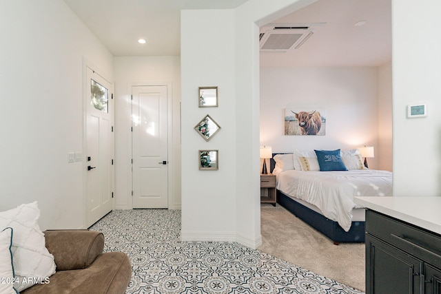 bedroom featuring recessed lighting, visible vents, and baseboards