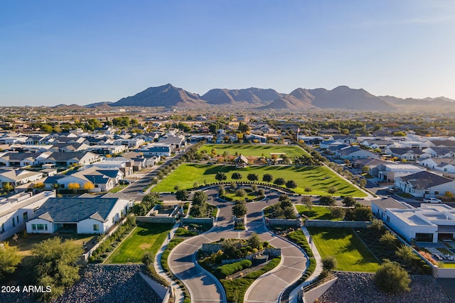 bird's eye view featuring a residential view and a mountain view