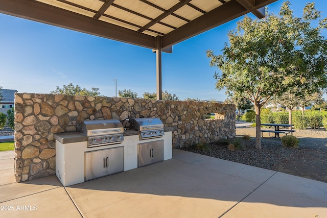 view of patio / terrace featuring grilling area and an outdoor kitchen