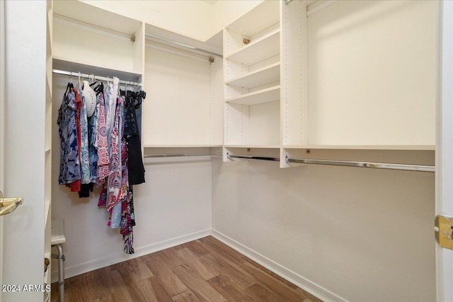 walk in closet featuring wood-type flooring