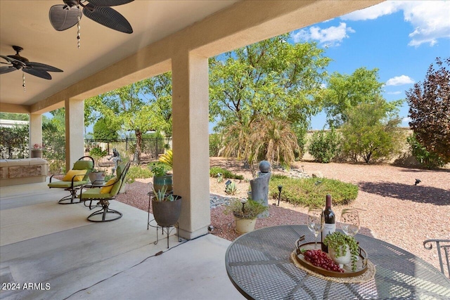 view of patio / terrace with ceiling fan