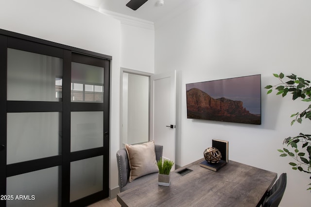 office area with crown molding