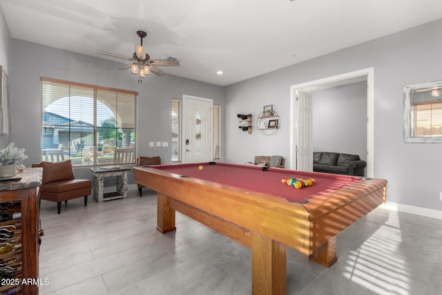 12798 W Dove Wing Way, Peoria, AZ 85383 - playroom featuring pool table, plenty of natural light, ceiling fan, and recessed lighting