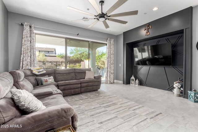12798 W Dove Wing Way, Peoria, AZ 85383 - living area featuring ceiling fan, recessed lighting, and baseboards