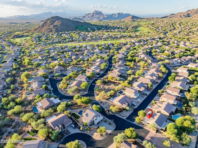 bird's eye view with a mountain view and a residential view