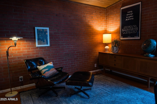 712 W Vernon Ave, Phoenix, AZ 85007 - living area with brick wall and wood ceiling