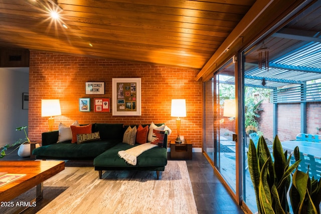 712 W Vernon Ave, Phoenix, AZ 85007 - living area featuring dark wood finished floors, lofted ceiling, and wood ceiling