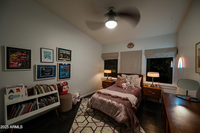 712 W Vernon Ave, Phoenix, AZ 85007 - bedroom featuring lofted ceiling, baseboards, and ceiling fan