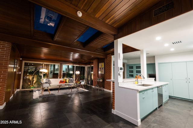 712 W Vernon Ave, Phoenix, AZ 85007 - interior space with a sink, stainless steel dishwasher, wooden ceiling, and visible vents