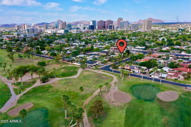 712 W Vernon Ave, Phoenix, AZ 85007 - birds eye view of property featuring golf course view, a city view, and a mountain view