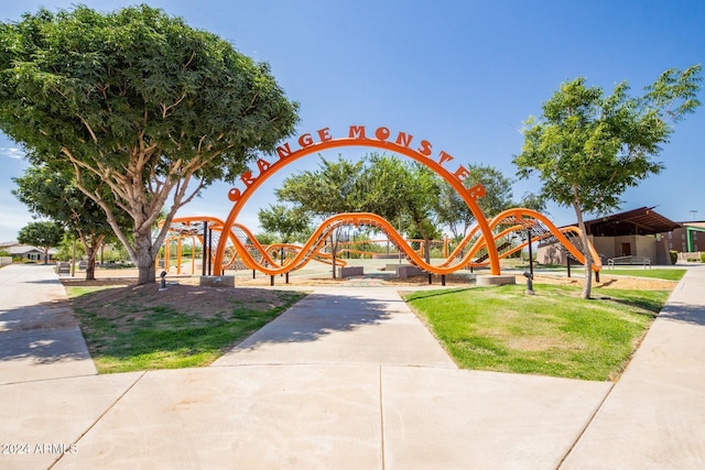 view of property's community featuring a playground