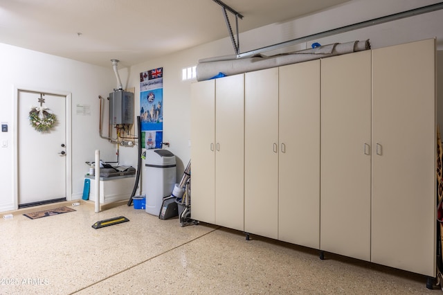 garage with water heater