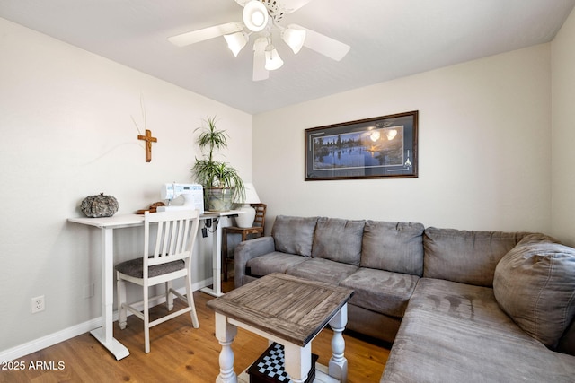 7300 Butte Vis, Prescott Valley, AZ 86315 - living area featuring baseboards, ceiling fan, and wood finished floors