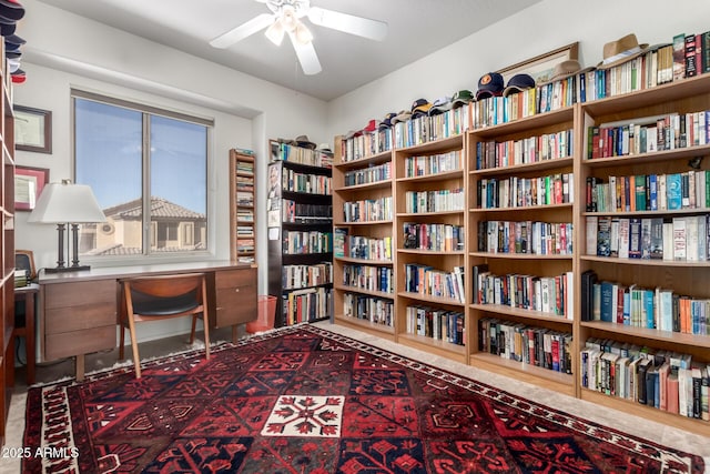 home office featuring ceiling fan