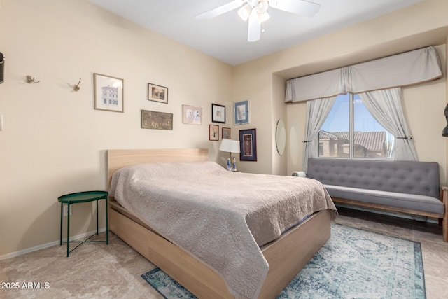 bedroom featuring ceiling fan