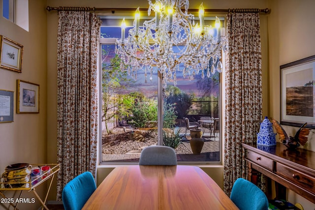 dining area with a chandelier