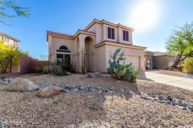 view of front of property with a garage