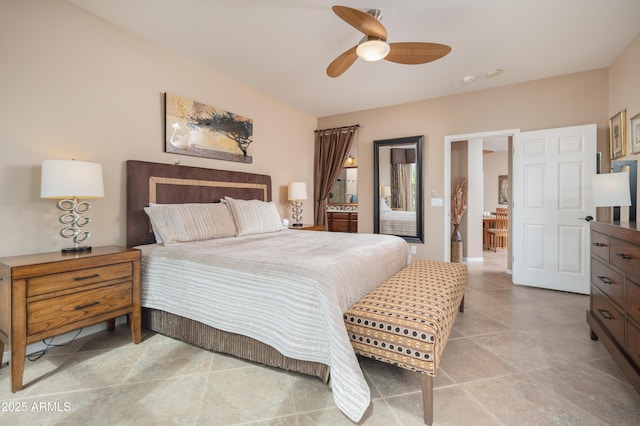 bedroom featuring ceiling fan