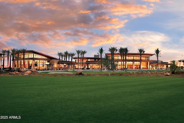 view of community featuring a lawn