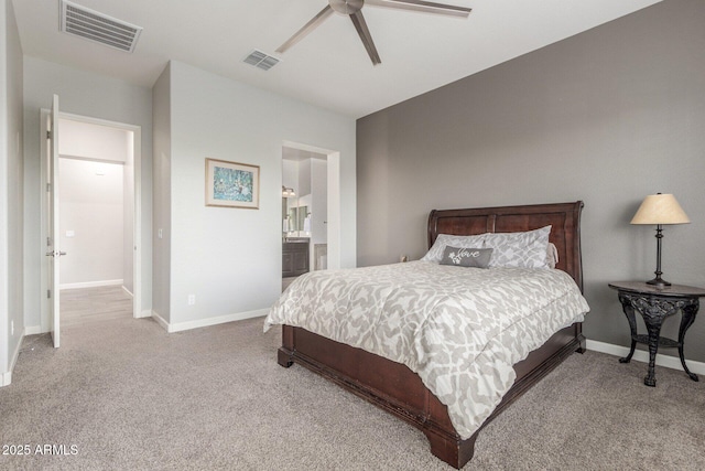 6251 E Bramble Berry Ln, Cave Creek, AZ 85331 - bedroom with carpet, ceiling fan, and ensuite bathroom