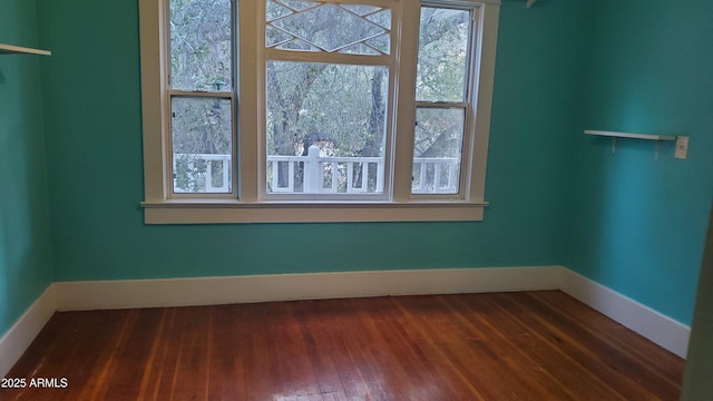 interior space with dark wood-type flooring