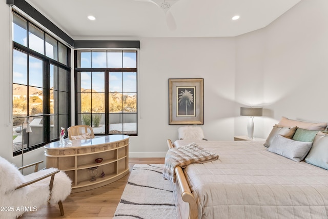 bedroom featuring light wood-type flooring