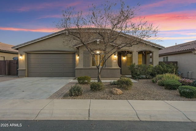 view of front facade with a garage