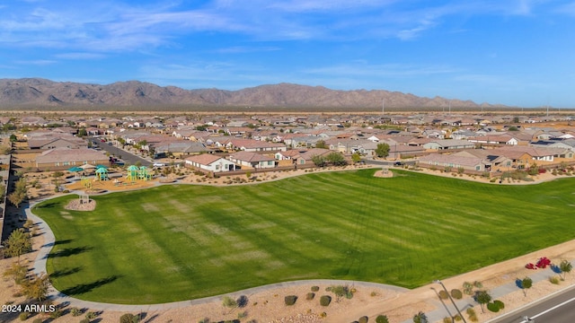 aerial view with a mountain view