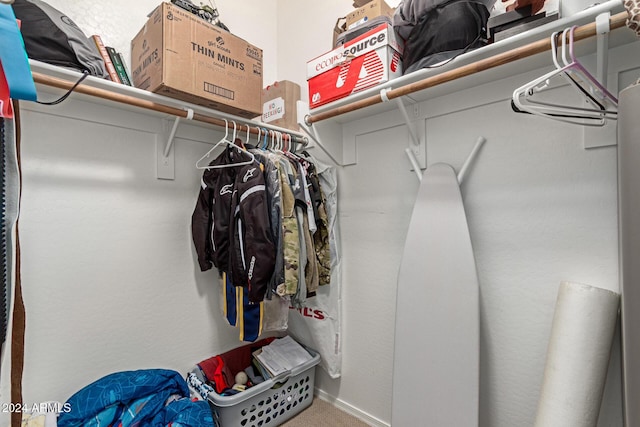 walk in closet with carpet