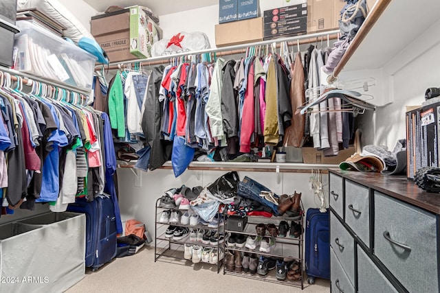 spacious closet with carpet flooring