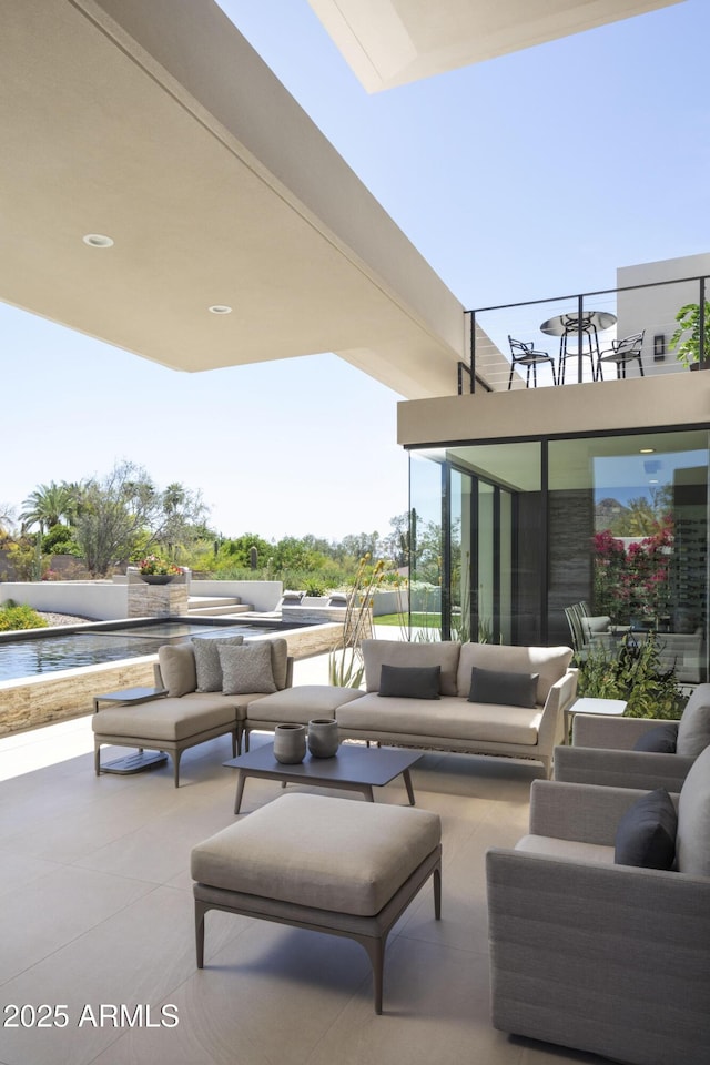 4451 E Joshua Tree Ln, Paradise Valley, AZ 85253 - view of patio / terrace featuring an outdoor living space and a balcony
