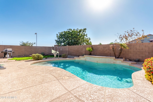 view of pool with a grill