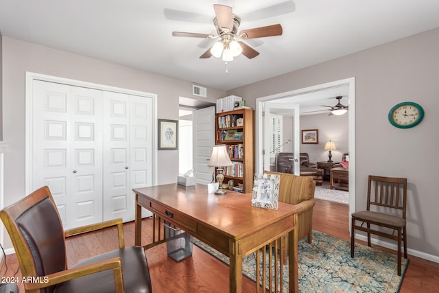 office space featuring hardwood / wood-style flooring