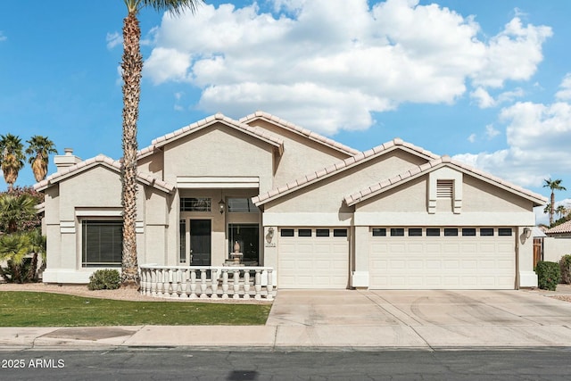 view of front of property with a garage