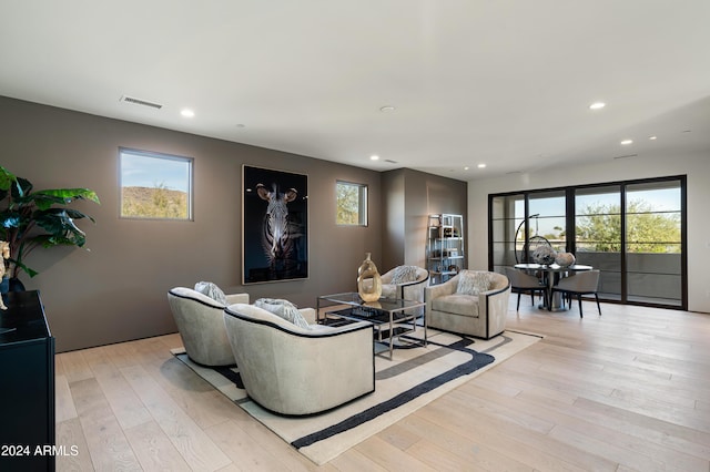 living room featuring light hardwood / wood-style flooring